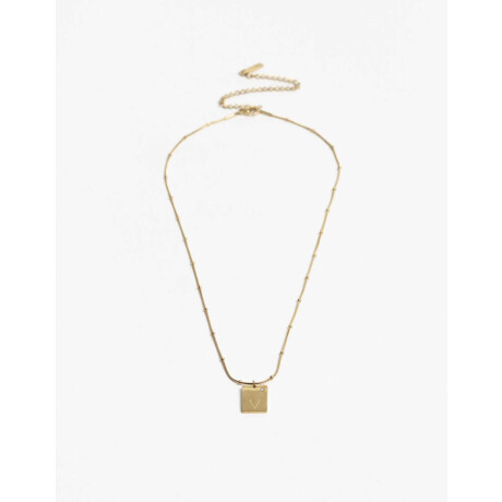 Cadena Corta Dije ''v'' Acero Dorado