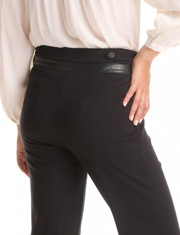 Pantalon Aplique Eco Cuero NEGRO
