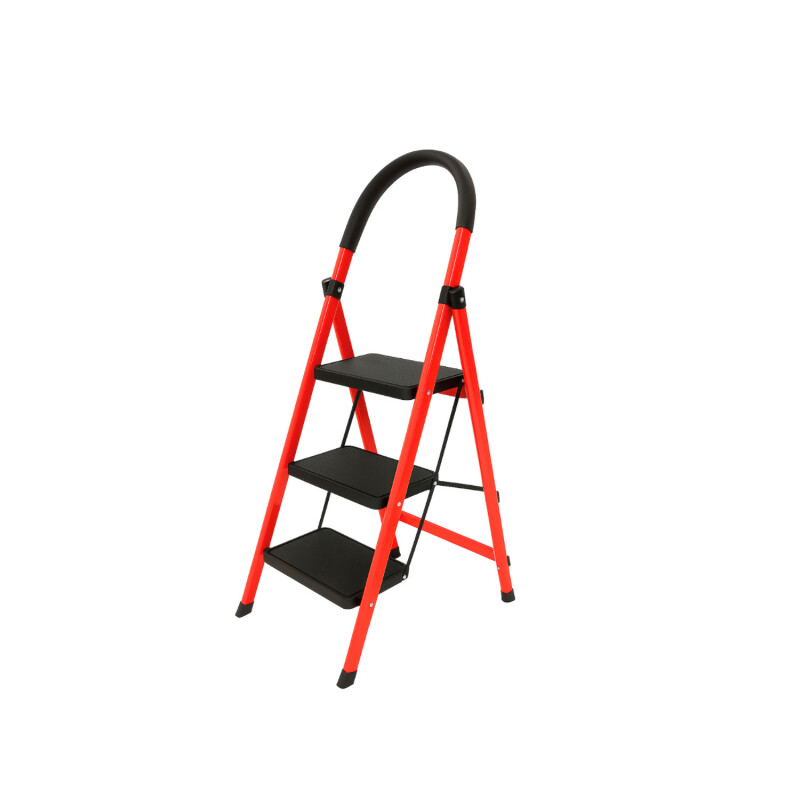 Escalera Tijera 3 Escalones Base Antideslizante Rojo/Negro