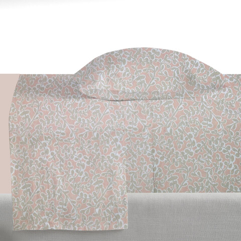 Juego Sábanas 1 Plaza Bukara 100% Microfibra 251-1 HOJAS ROSA