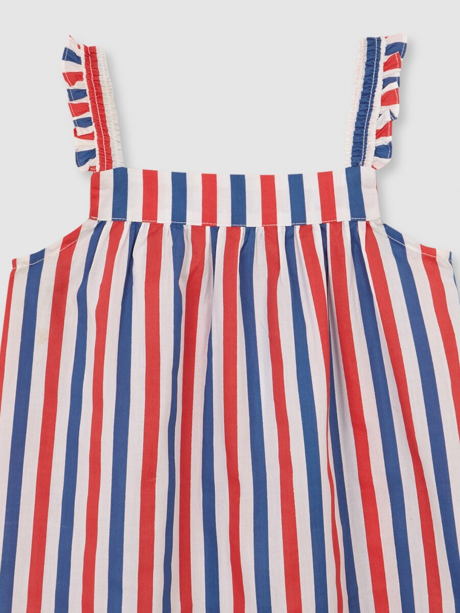 Vestido Estampado Rayas Piedra