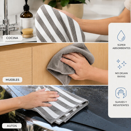 Set x2 repasadores 40x60cm super absorbentes Gris