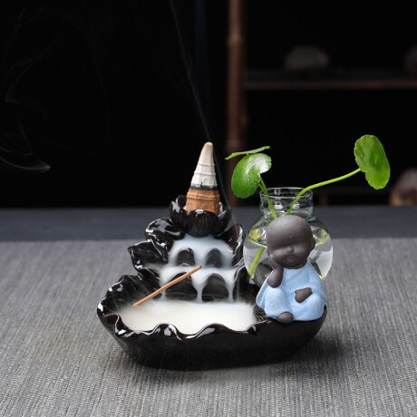 Fuente De Humo - Buda Con Esfera De Vidrio Azul