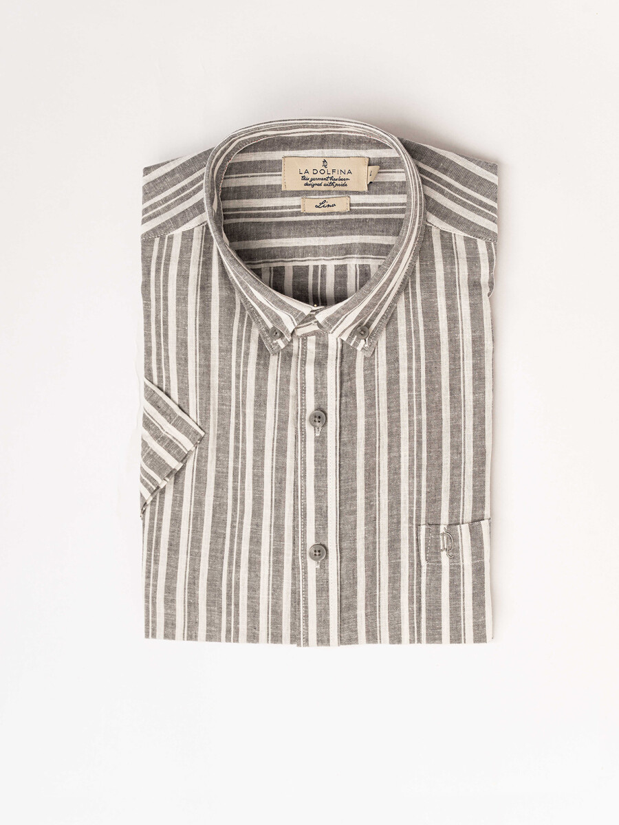 Camisa m/c lino - gris 
