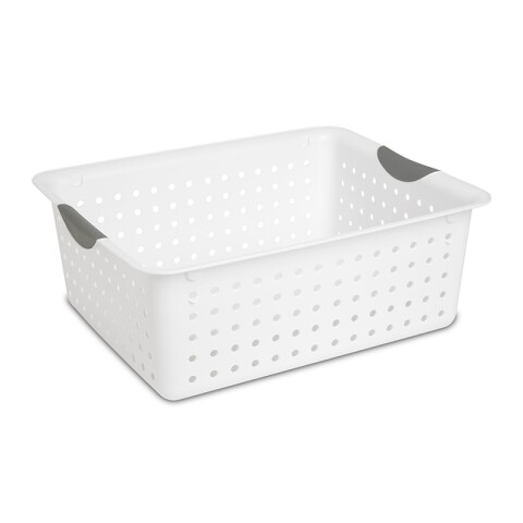Cesta plástica blanca grande c/asas 40x32x15cm TV0221