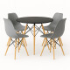Juego de comedor Con Mesa Circular de 80cm + 4 Sillas Eames Gris/Negro
