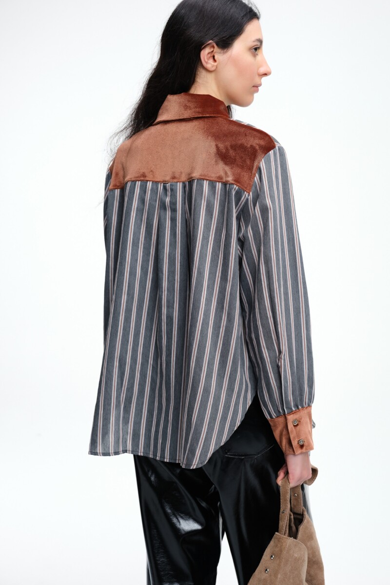 Camisa combinada velvet Gris
