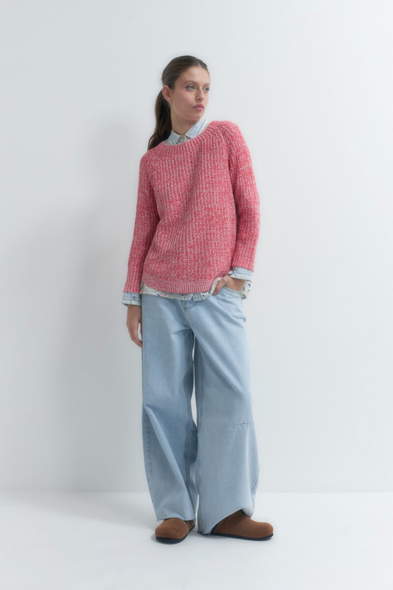 Sweater cinta con ruedo curvo fucsia