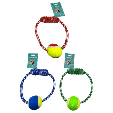 JUGUETE PARA MASCOTAS CON PELOTA MULTICOLOR