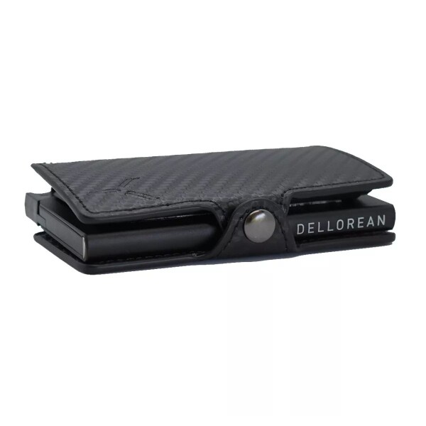 Billetera Tarjetero Dellorean Protección RFID Anticlonación Variante Color Negro