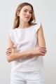 Blusa de lino con vivo metálico blanco