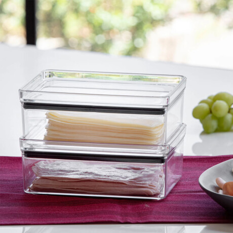 Kit Lumini X5 Frasco Potes Hermético Rectangulares Apilables Transparente