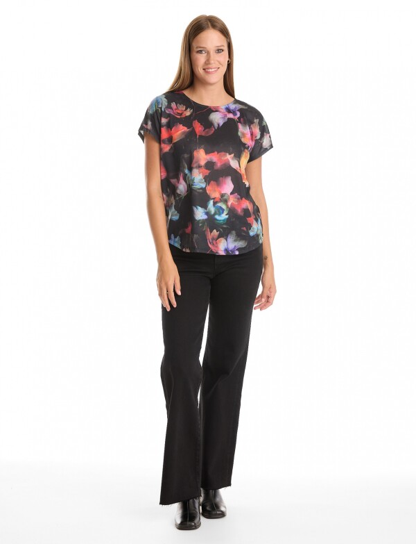 Remera Flores NEGRO/MULTI