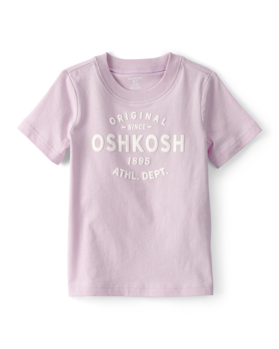 Remera de algodón, manga corta, púrpura con logo 