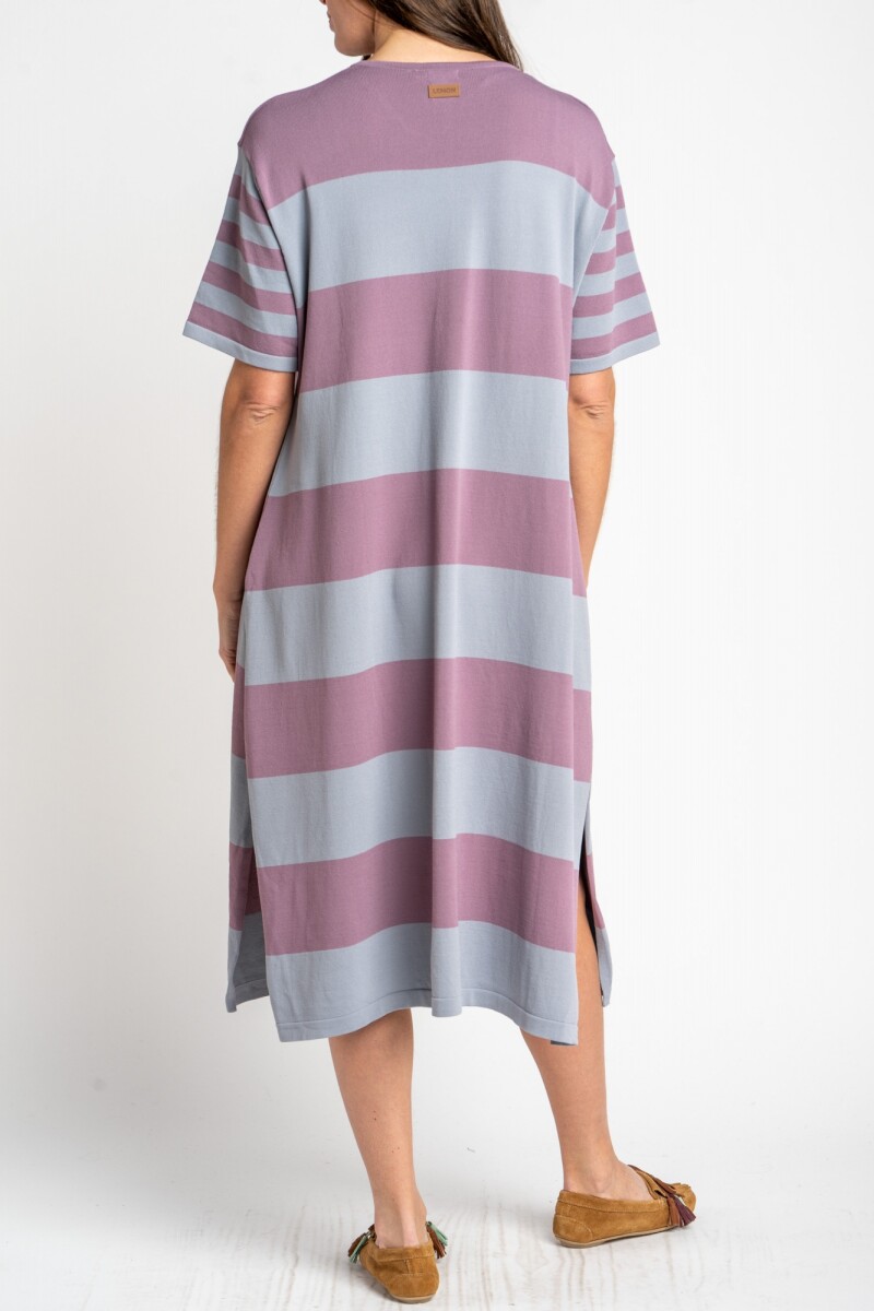 Vestido Tejido A Rayas Lavanda