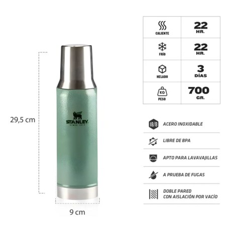 Set Stanley Termo tapa mate 2en1 800ml + Bombilla Verde