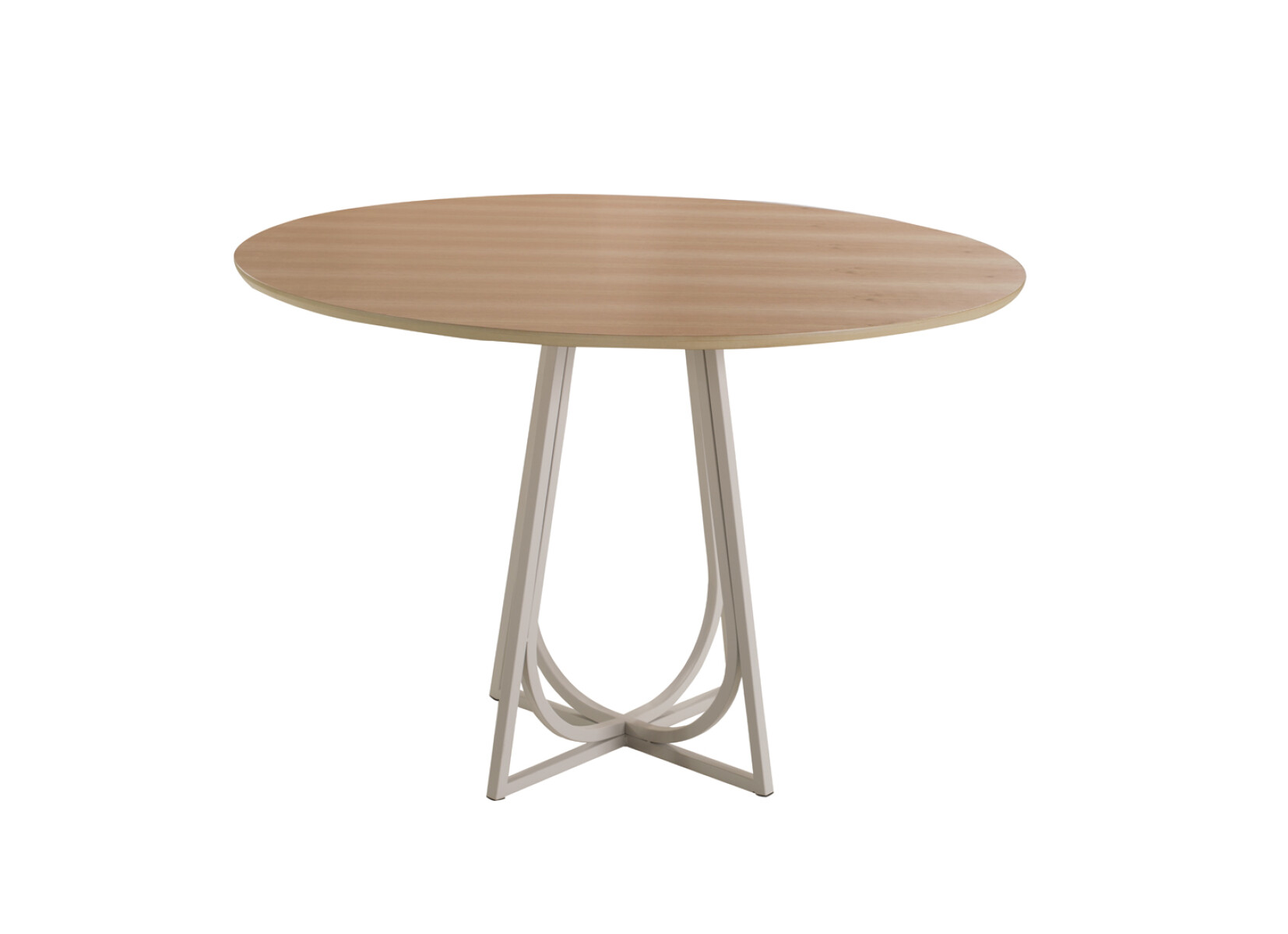MESA COMEDOR REDONDA - BASE BLANCA - MADERA EUCALIPTO 