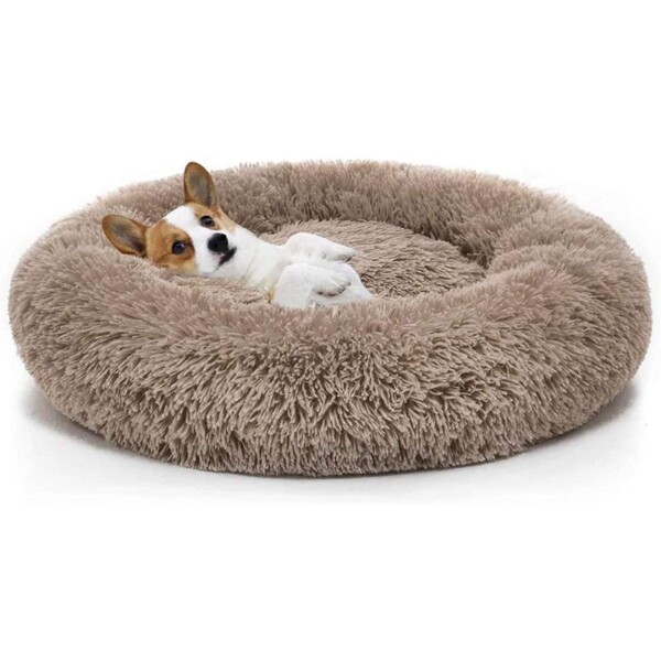 Cucha Cama Colchon Puff Plush Mascota Antiestress 60cm Color Variante MARRONCLARO