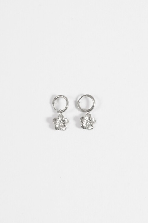 Aros acero flor plateado