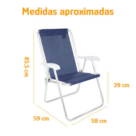 Set Playa Sillax2 Alta Conforto Sannet + Conservadora 18 Lts Azul Marino