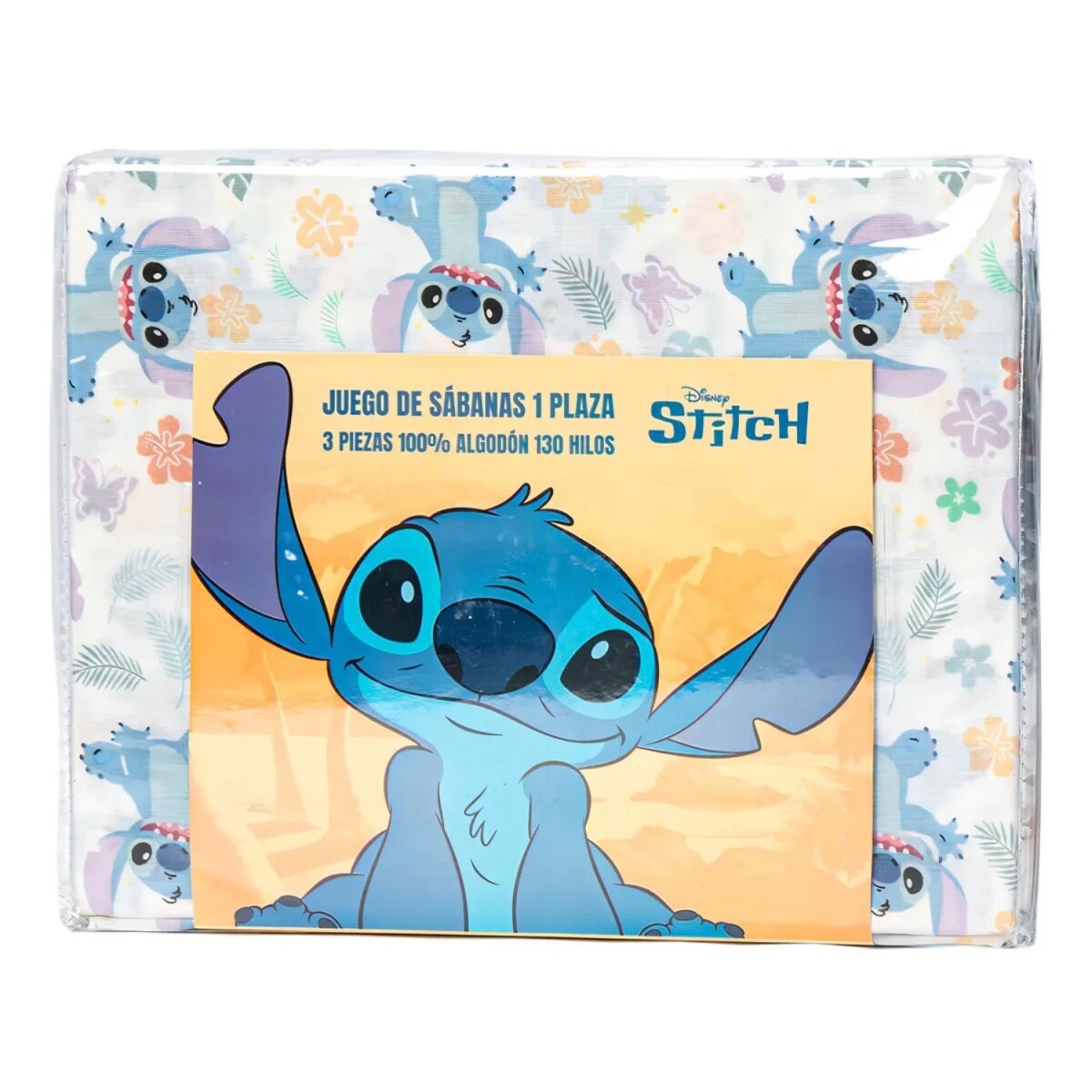 Juego De Sábanas 130 Hilos 1 Plaza 100% Algodón - Stitch 