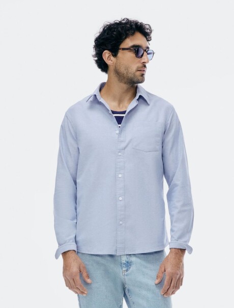CAMISA OXFORD DE MANGA LARGA CELESTE