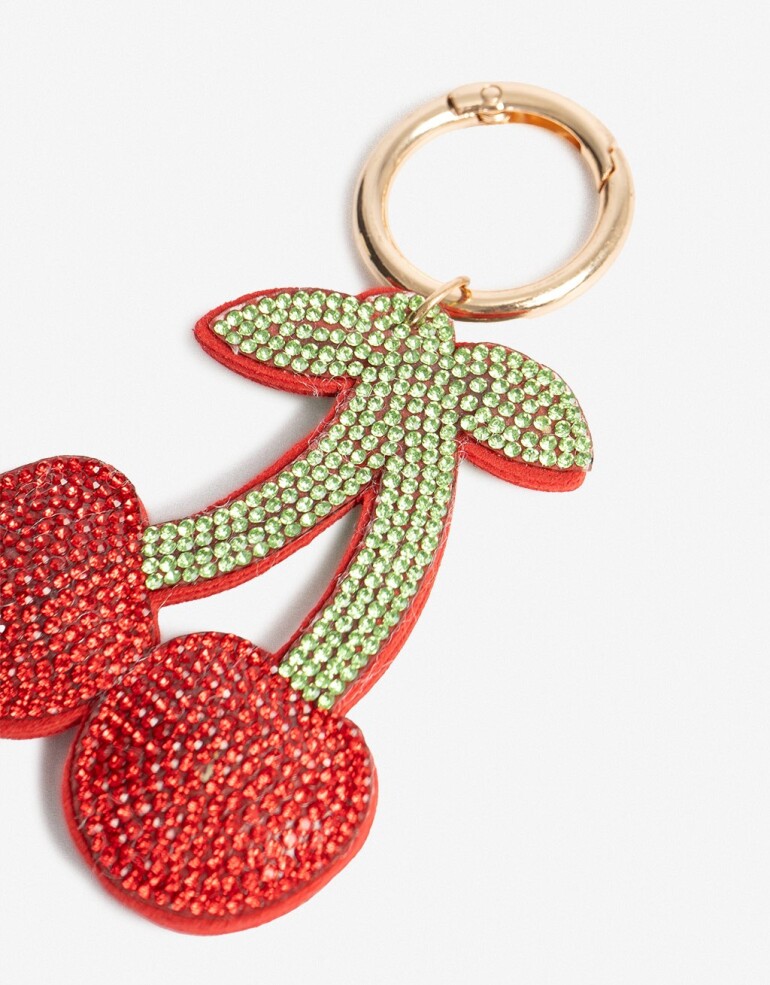Llavero Strass Llavero Y Charm De Cerezas Con Strass - Combinacion Bicolor