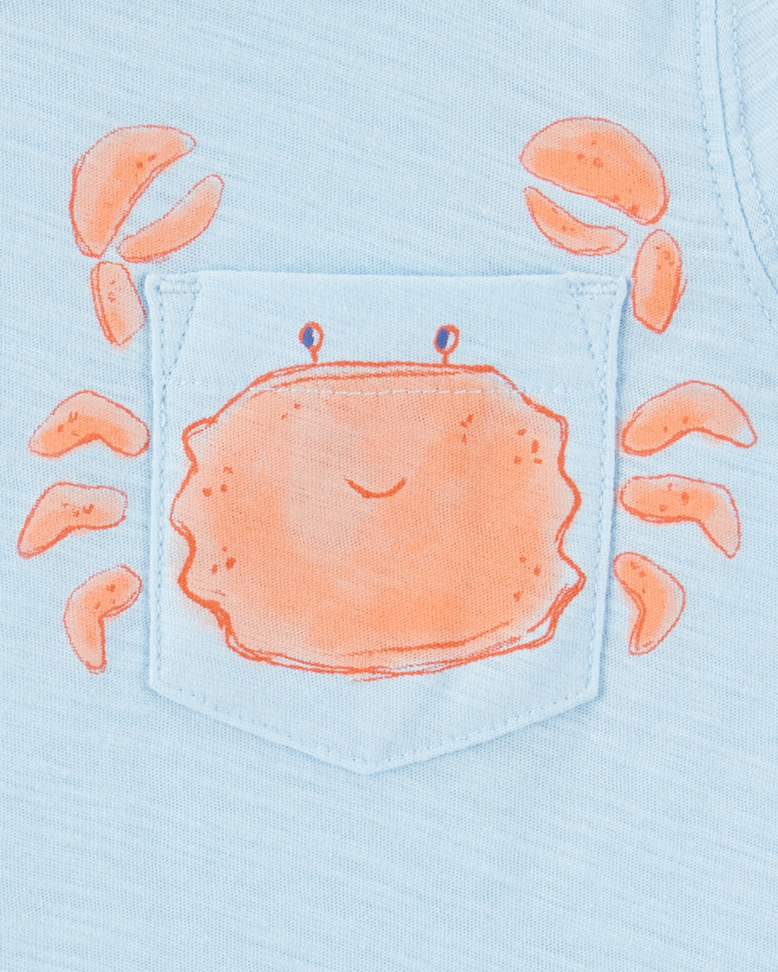 Set dos piezas de algodón, short y remera, diseño cangrejo Set dos piezas de algodón, short y remera, diseño cangrejo