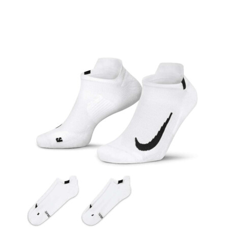Medias Nike Multiplier Running No-Show 2-Pack Unisex Blanco