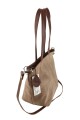 Cartera versátil de cuero y gamuza Beige