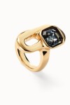 ANILLO EN ALEACIÓN DE METALES BAÑADO EN ORO DE 18K CON CRISTAL NEGRO Anillo