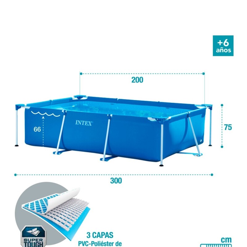 INTEX PISCINA ESTRUCTURAL RECTANGULAR 300X200X75 3843 LTS Intex Piscina Estructural Rectangular 300x200x75 3843 Lts