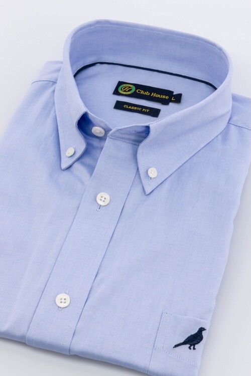 Camisa lisa clásica Celeste