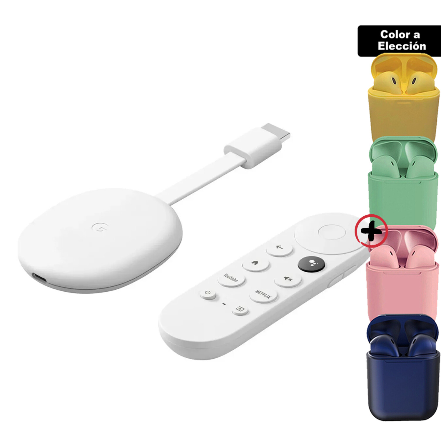Chromecast Con Google Tv Hd Control Y Comando De Voz + Auriculares