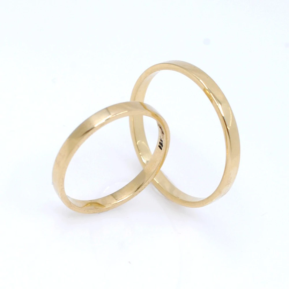 Par de alianzas cinta especial 2 mm oro 18k amarillo Par de alianzas cinta especial 2 mm oro 18k amarillo