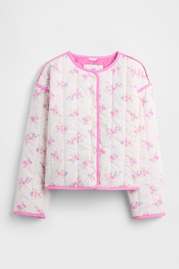 Campera Quilted Niña White Floral Print