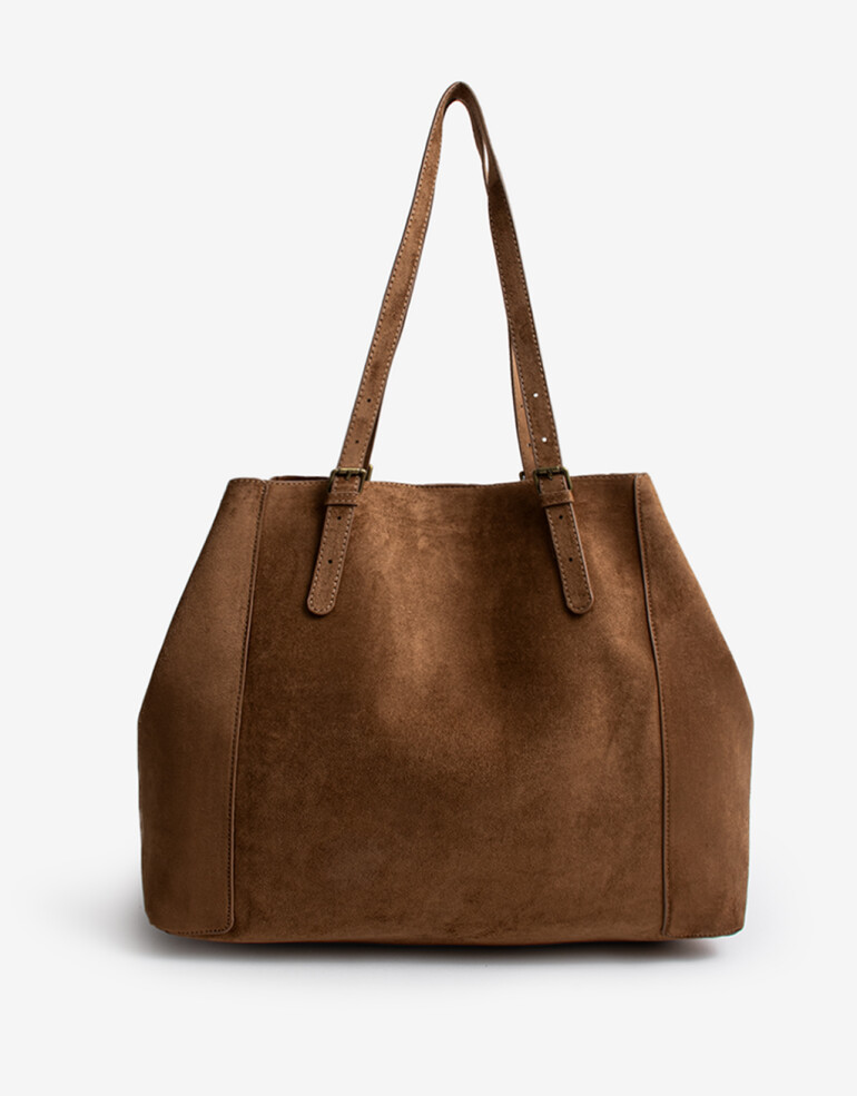 Shopper Cartera Formato Shopper Efecto Gamuza - Marron Suela