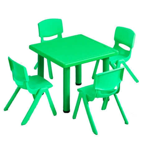 Mesa + 4 Sillas Infantil Plástico Calidad Y Colores Verde