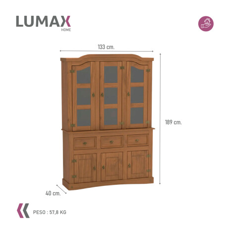 Cristalero Armario Lumax Aparador 6 Puertas y 3 Cajones madera maciza Cristalero Armario Lumax Aparador 6 Puertas y 3 Cajones madera maciza