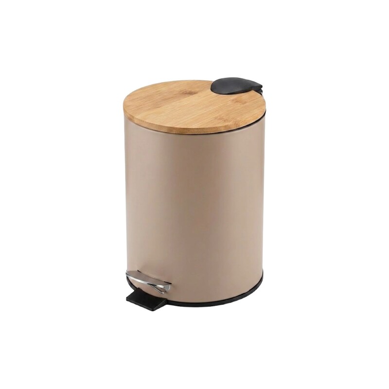 BASURERO METAL BEIGE/BAMBU C/PEDAL 3L Unica