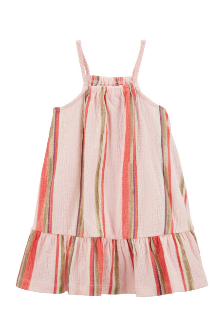 Vestido de jersey arrugado, diseño a rayas Sin color