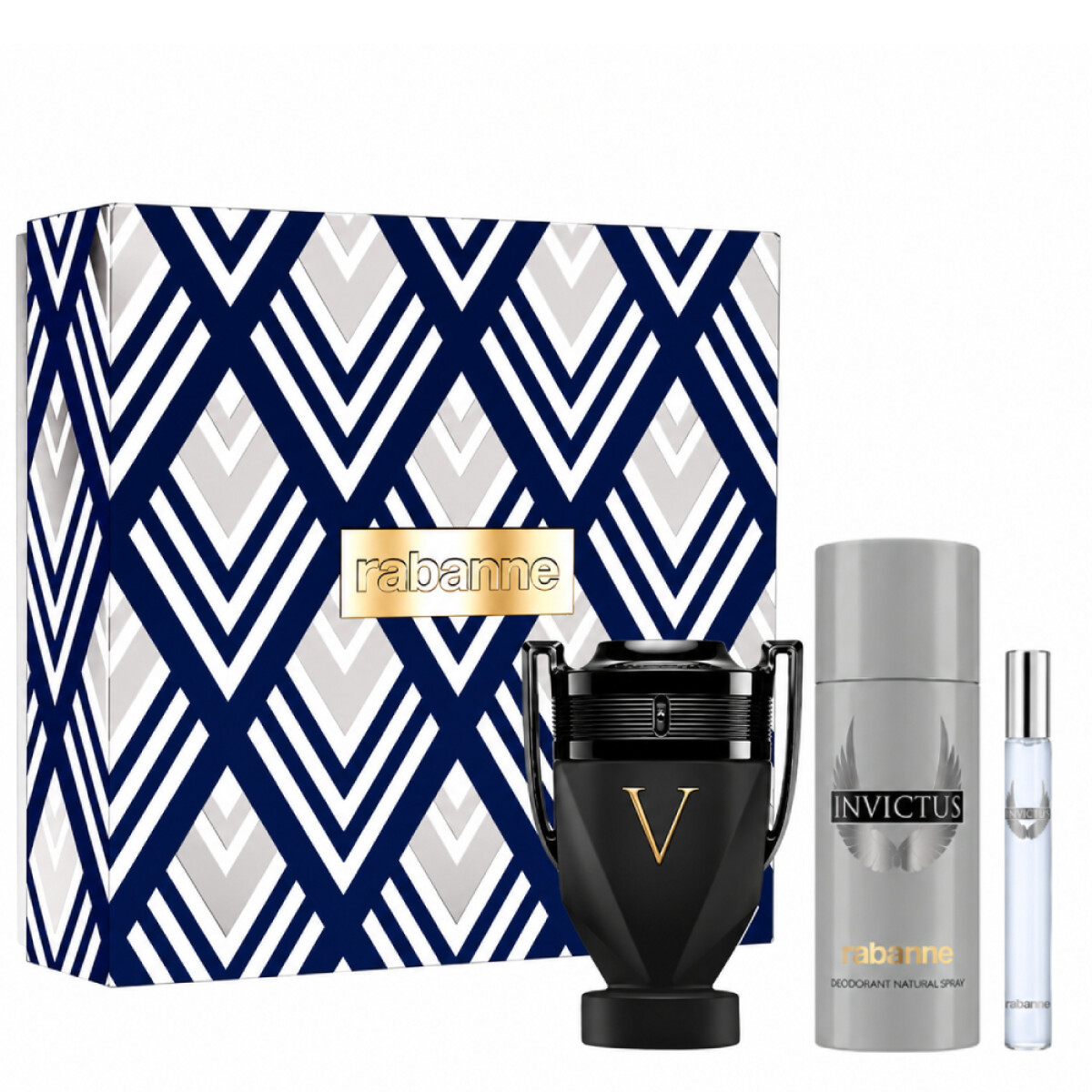 Cofre Rabanne Invictus Victory Absolu Intense Limited Edition EDP 100ml + Desodorante 150ml + Travel Size 10ml 