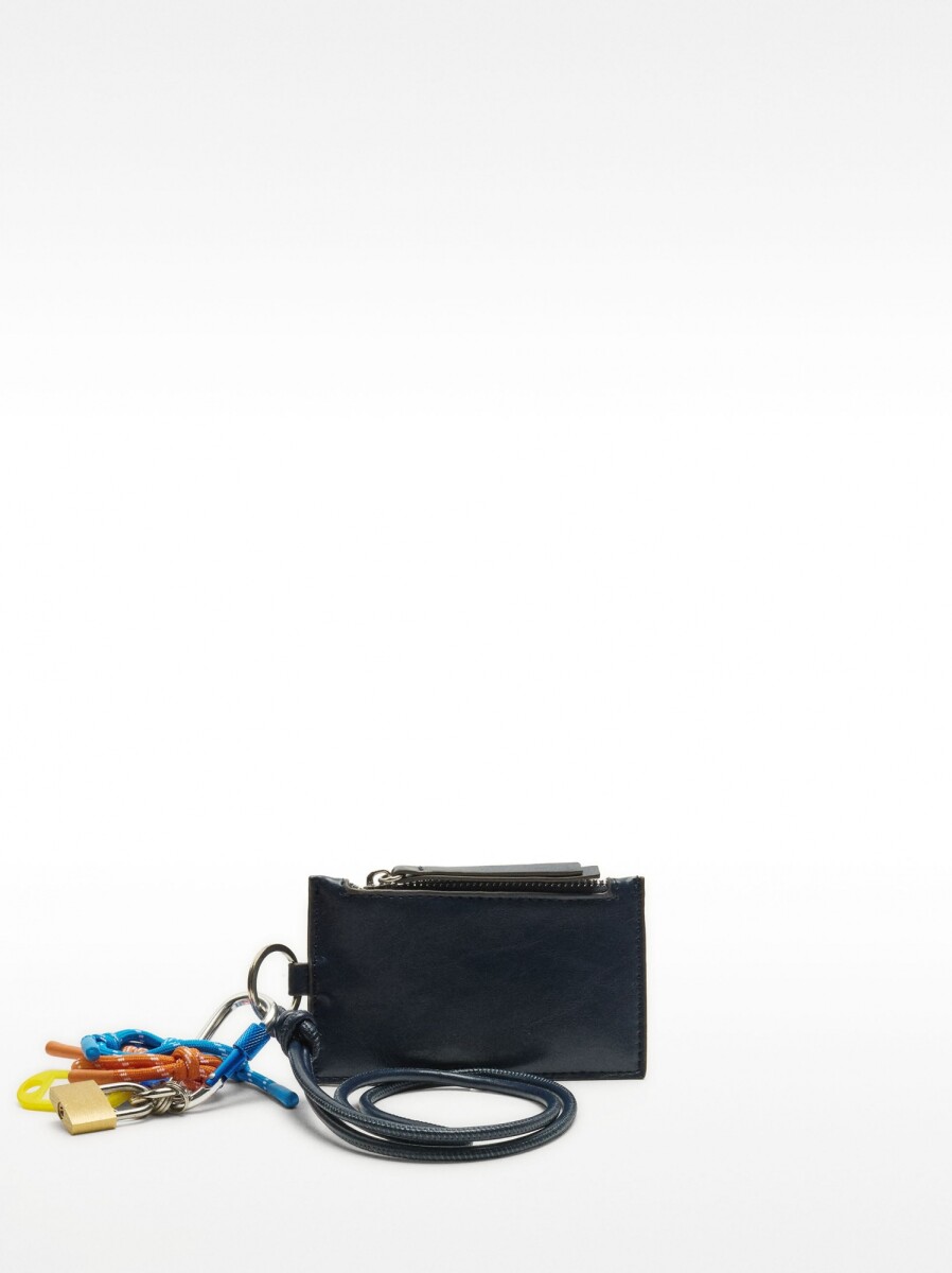 Cartera Lisa Con Llavero - azul 