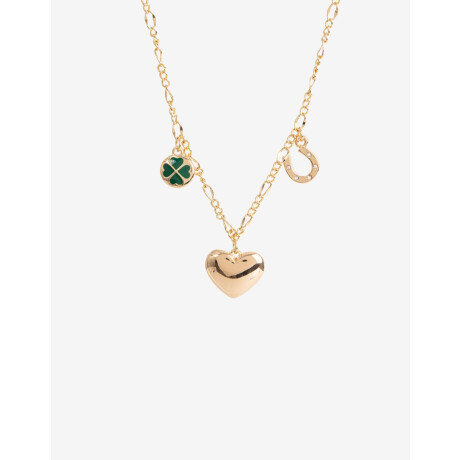 Collar Corto Metal Trébol Bañado En Oro Dorado