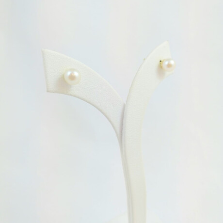 Caravanas de Oro 18 kt y Perla de cultivo 6 1.2 mm Sistema de Perno y rosca