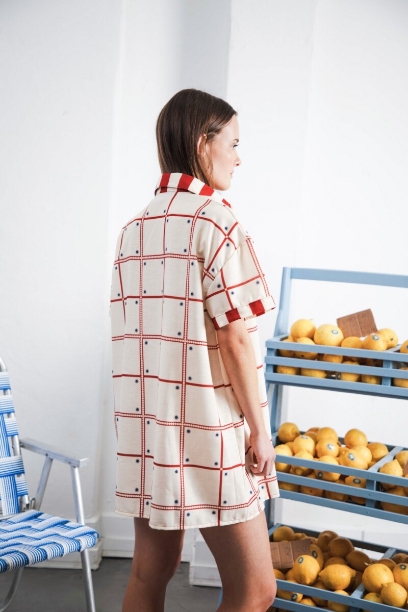 Vestido Mosaico Crudo