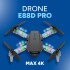 Drone E88D Plegable Pro Cámara 4K Luces RGB 3 Baterias +Accs Color Negro