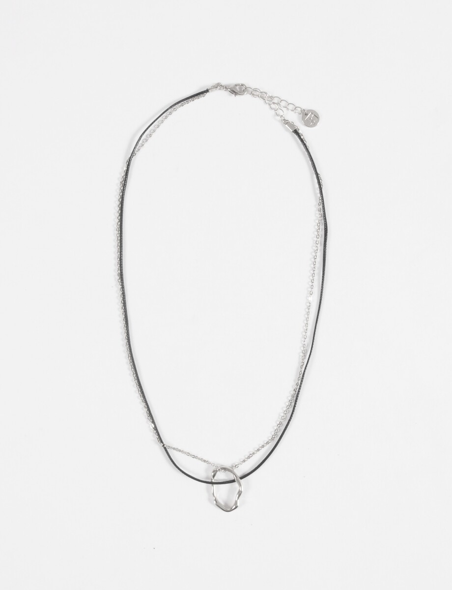 Collar cadena cordón dije - plateado 