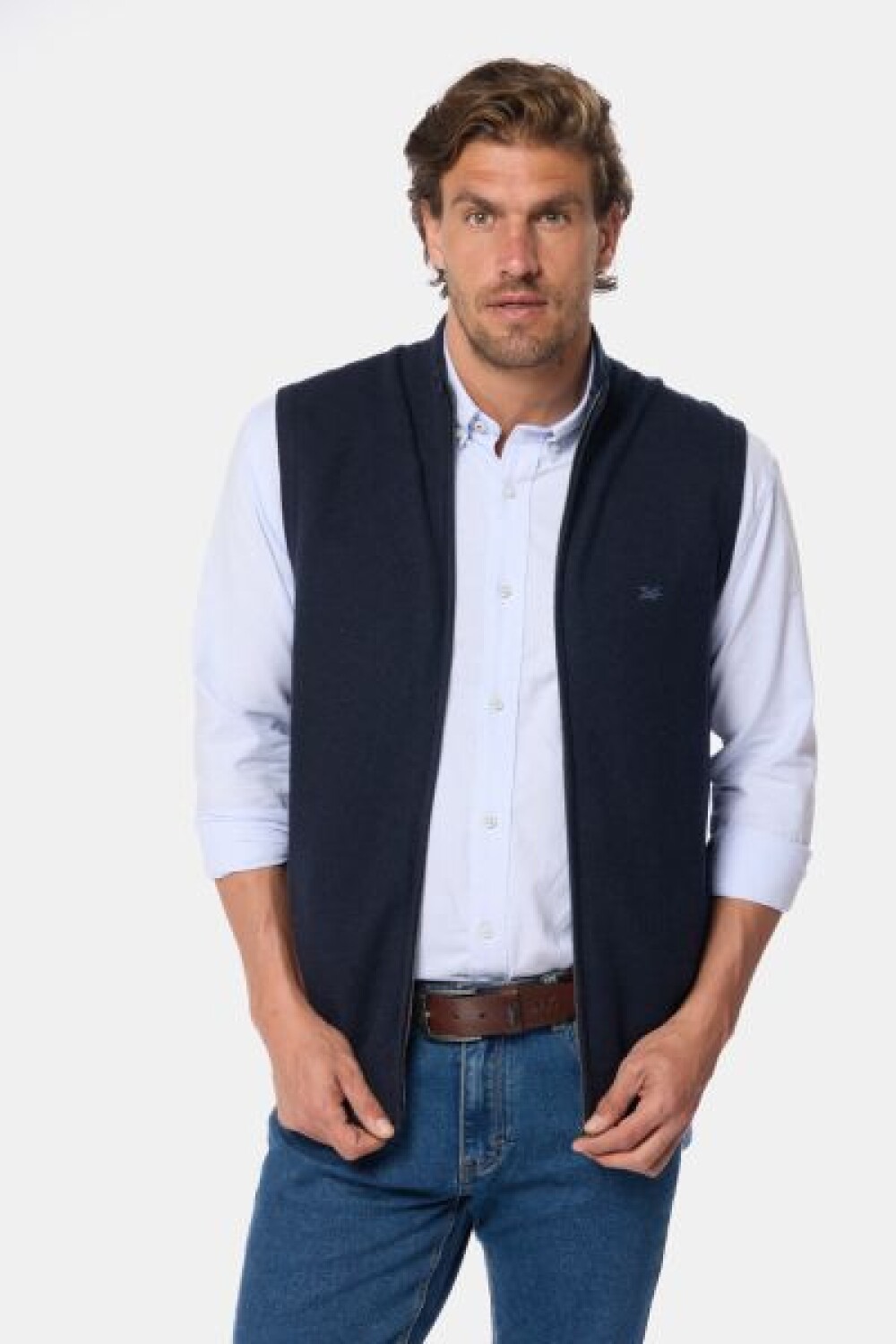 CHALECO TEJIDO DE ALGODON Azul