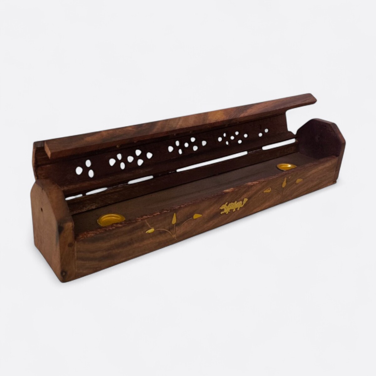 Porta Incienso Caja De Madera Marrón 